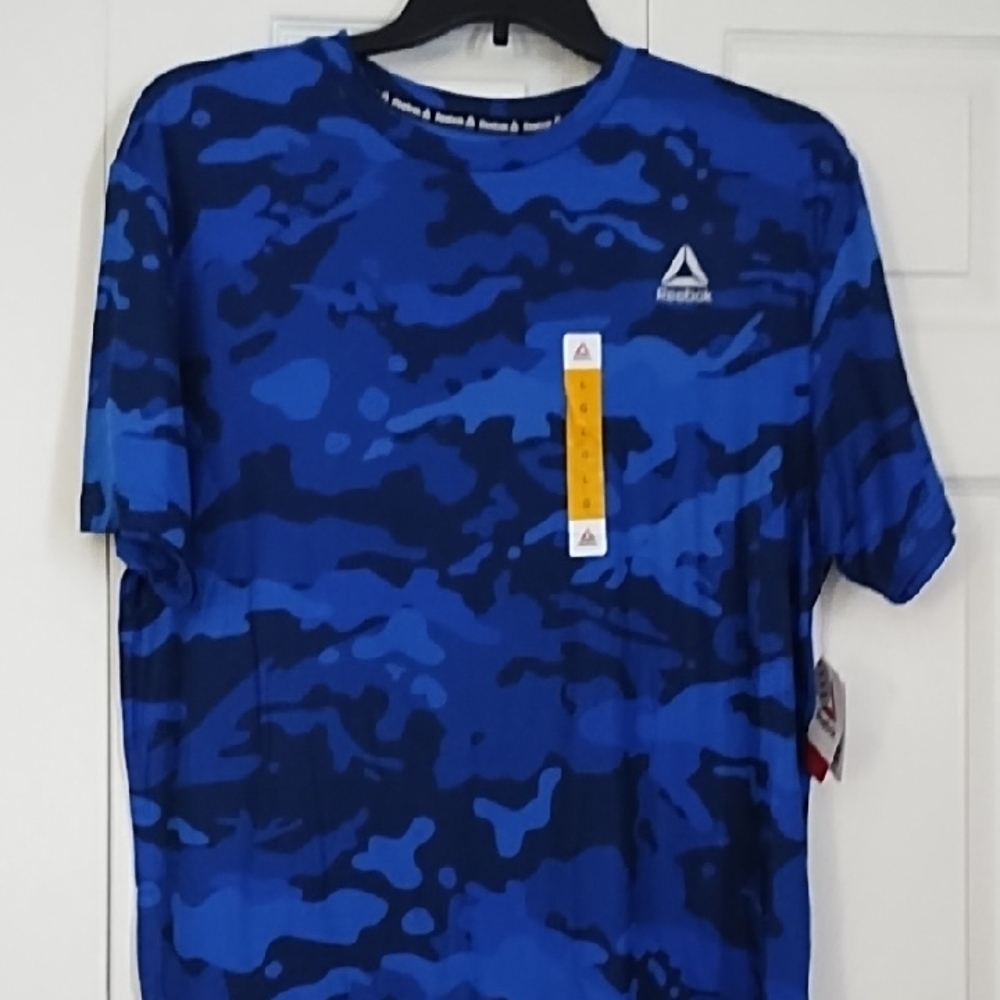 Reebok Men's Short Sleeve Blue Pattern Tee